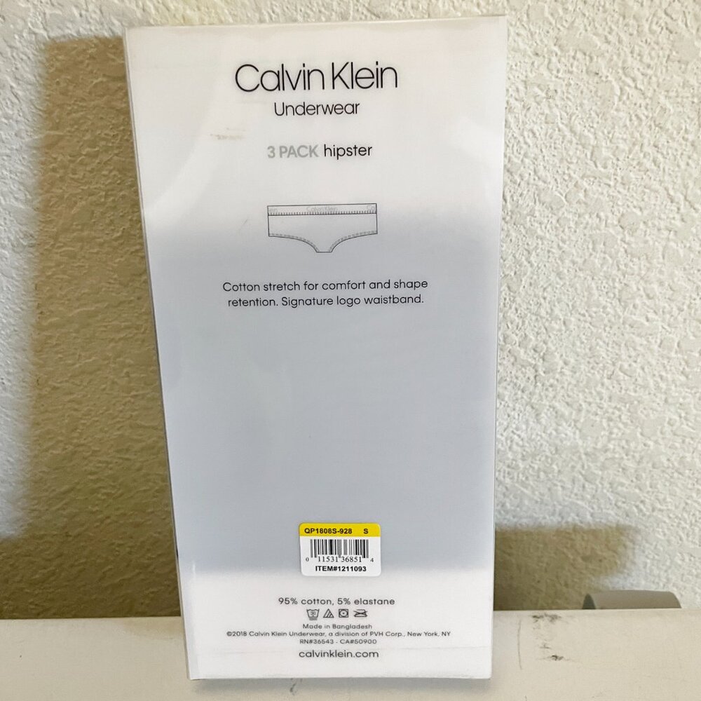 NEW Calvin Klein 3 Pack Hipster Logo Underwear S Black Gray White Cotton Stretch - Picture 3 of 5